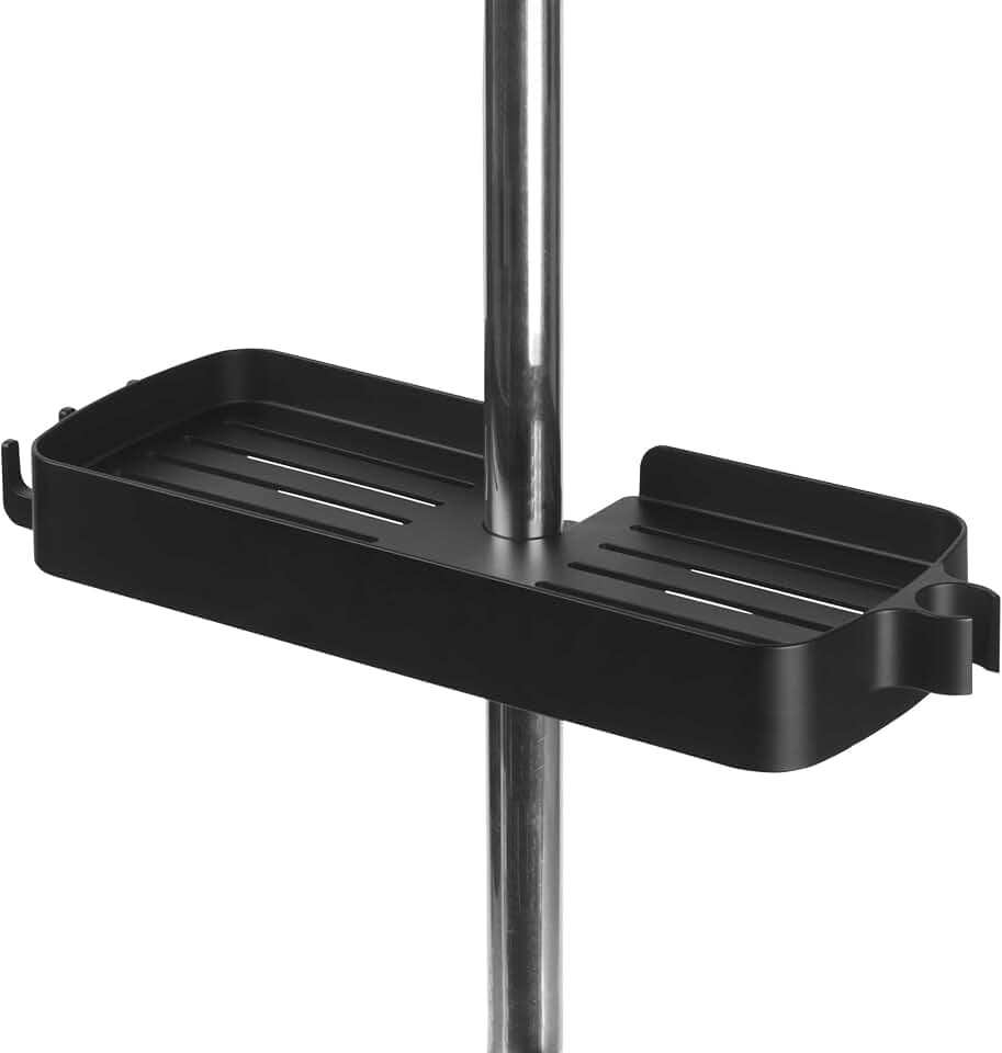 Beldray Clip-On Duschablage – Duschkopfhalter, Duschablage, Badezimmer-Organizer, Aufhängehaken, passend für die meisten Standard-Riser-Schienen, verstellbarer Verschluss (18-25 mm)