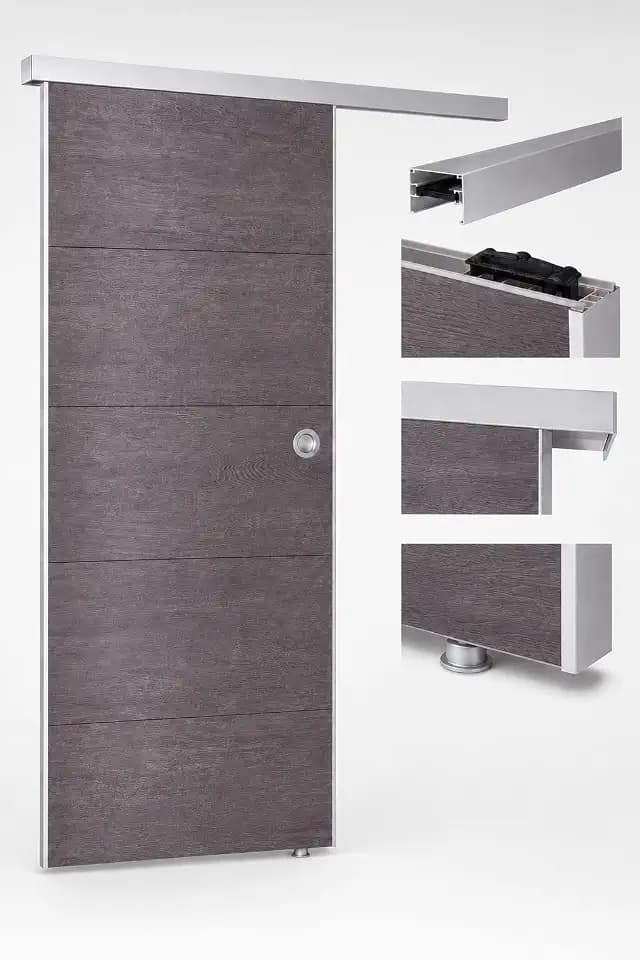 Ondis24 SLIDE Schiebetür PVC Raumtrenner Feuchtraum 87,4 x 216,8 cm Grau XL