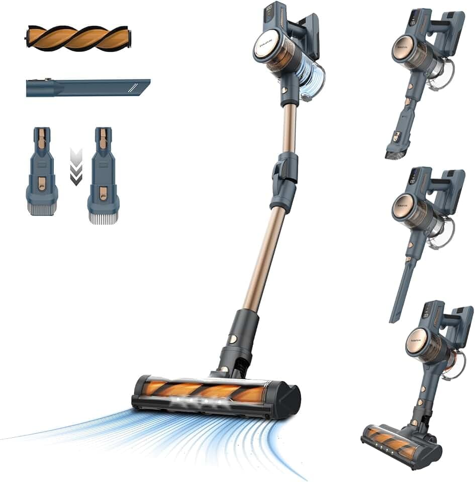 Taurus – Akku-Staubsauger Homeland Digital Flex, 365W, 3 Leistungsstufen, LED-Display, 60 Min Laufzeit, Flex-Rohr 180°, optisches LED-Licht, herausnehmbare Batterie, Zubehör inkl. Wandhalterung
