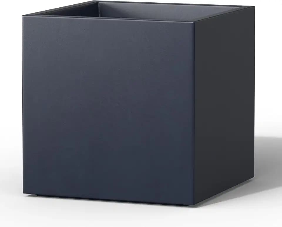 Kante Small Square Charcoal Concrete Planter 10" W, Outdoor