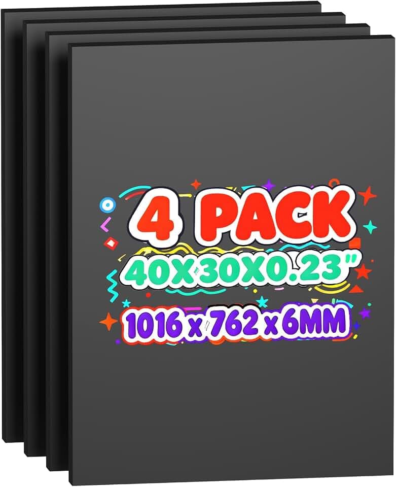 4 Pack Foam Board 30"x40", 0.23 Inch Thickness Poster Board, Black