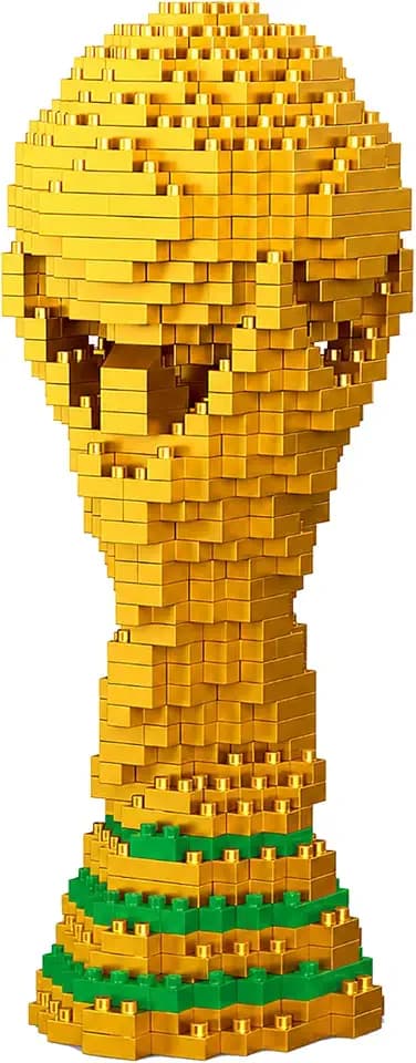 3D Fußball-Trophäe zum Zusammenbauen, Höhe 142 mm, Geschenk für Jungen, Mädchen und Erwachsene ab 12 Jahren, gelb