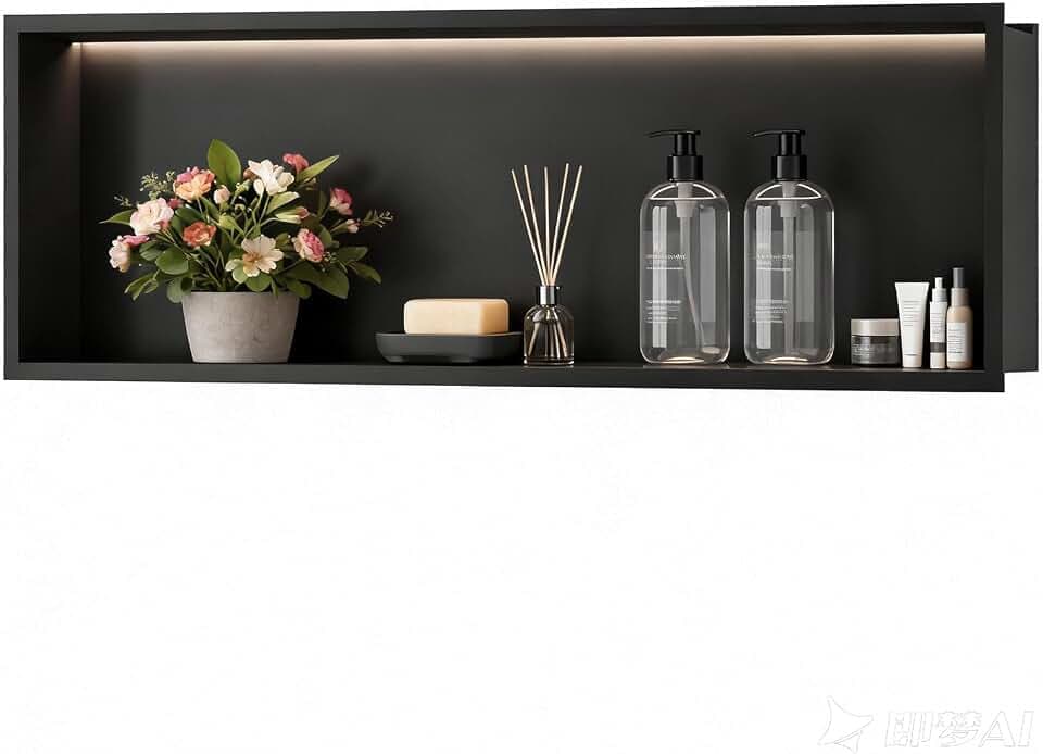 LED Wandnische Dusche, Duschnische Beleuchtung 90×30cm, Schwarz