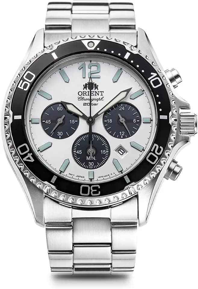 Orient RN-TX0203S Men's Metal Band Sports Diver Design MakoJapan Import New, Multicolor (White/Black), Bracelet Type