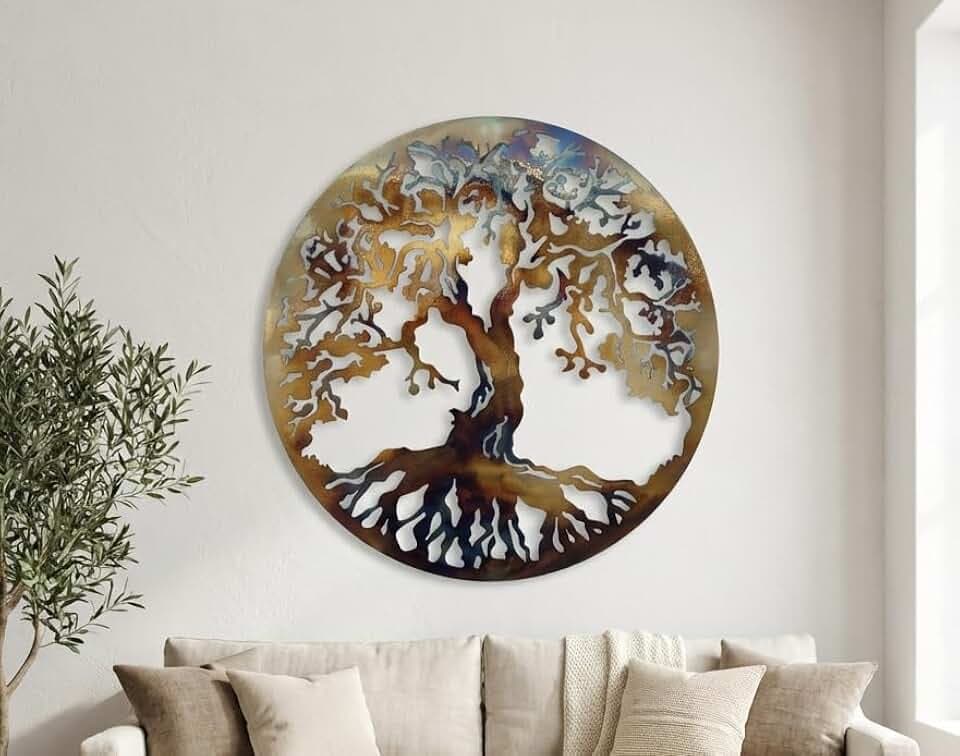 Baum des Lebens, der Wärme, Farbigen 90 cm Metall Wanddekoration,
