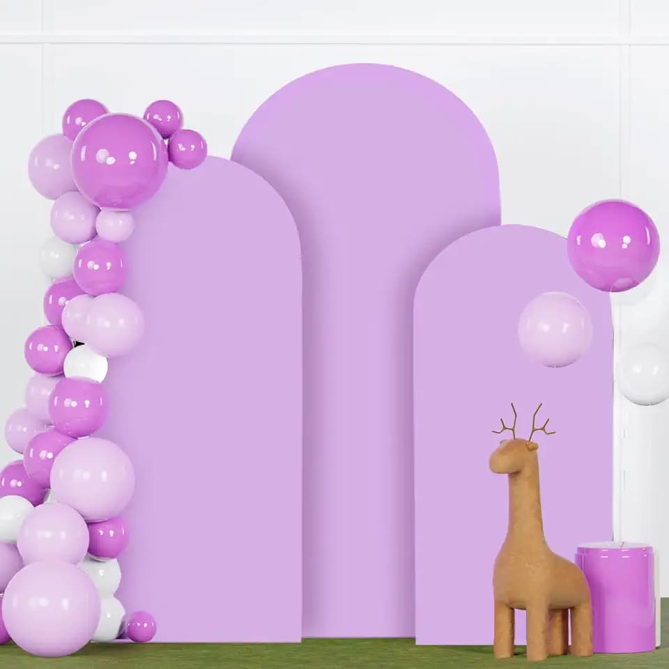 FANPROMS Wedding Arch Cover Set of 3 Lavender Arch Spandex Covers Baby Shower Chiara Arch Backdrop Stand Cover Round Top Stretchy Backdrop 5FT 6FT 7FT Arched Stand Covers for Parties Ornament