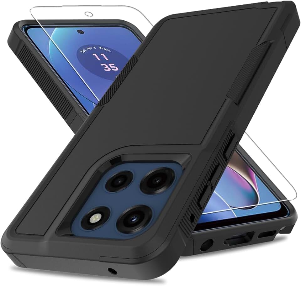 for Moto G Stylus 5G 2025 Case,[Military Grade Drop Tested] with Screen Protector,Dual Layer Protective Heavy Duty Cell Phone Cover Non-Slip Shockproof Case for Motorola G Stylus 5G 2025 (Black)