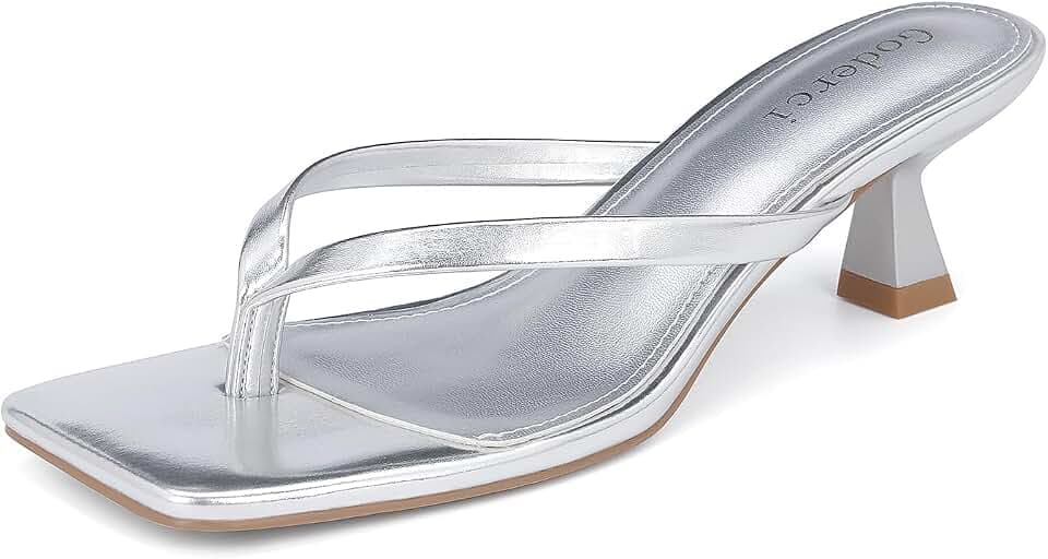 Goderci Kitten Flip Flop Thong Low Heels for Women