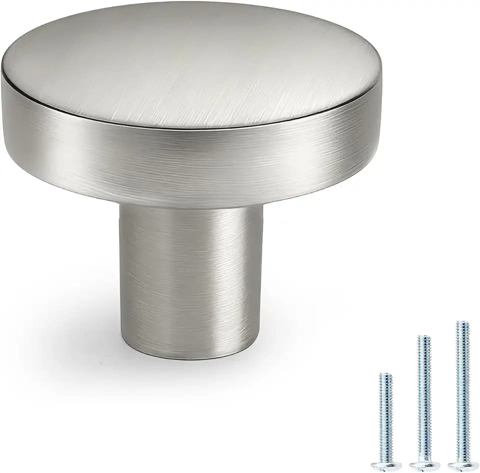 Probrico 10 Pack Cabinet Knobs Brushed Nickel 1-1/5 Inch Round Dresser Drawer Knobs for Kitchen Cupboard Cabinet Hardware