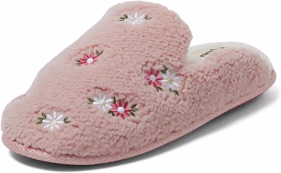 Dearfoams Women's Novelty Gift Teddy Sherpa Scuff Slip On House Shoe