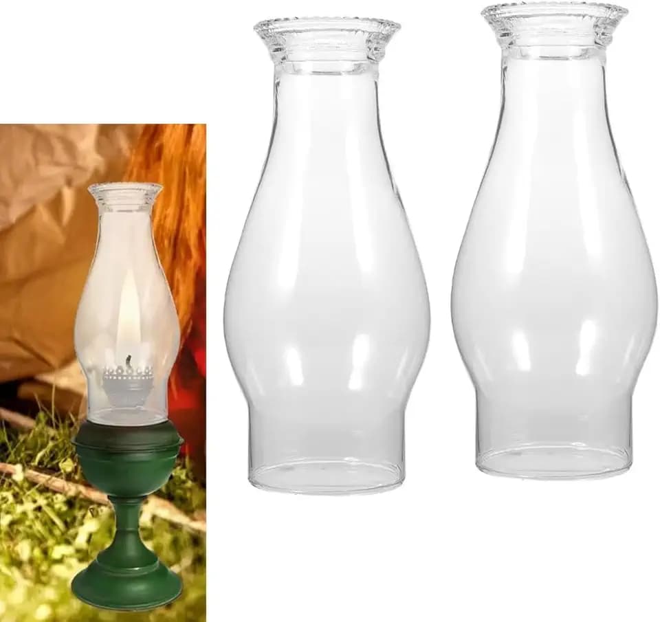 STOBAZA 2 Pack Oil Lamp Chimney Replacement, 8.26 Inch Hurricane Glass