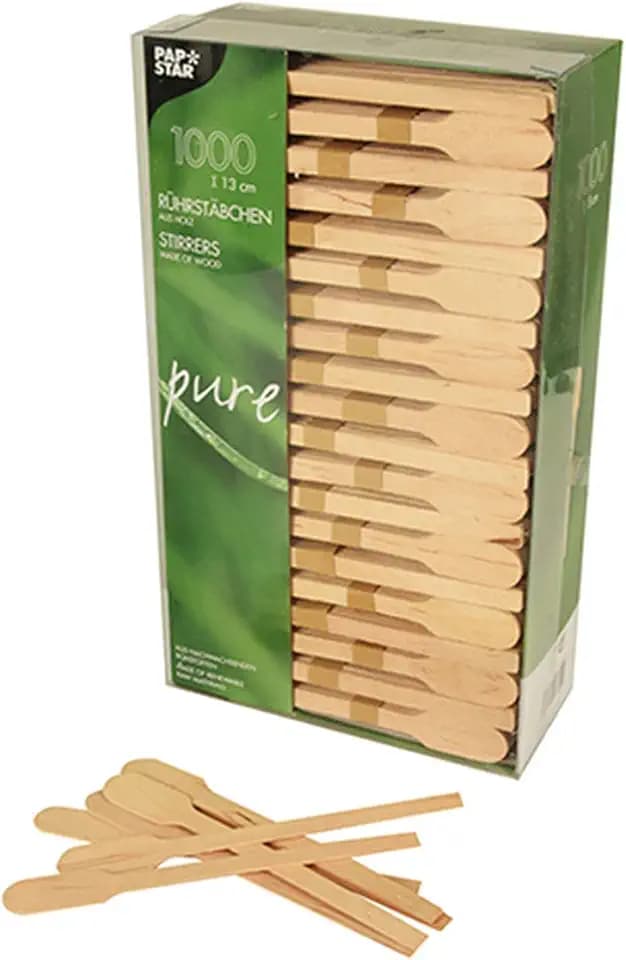 Papstar Rührstäbchen aus Holz, in Paddelform, "pure", 13 cm, 1 x 1000 Stück