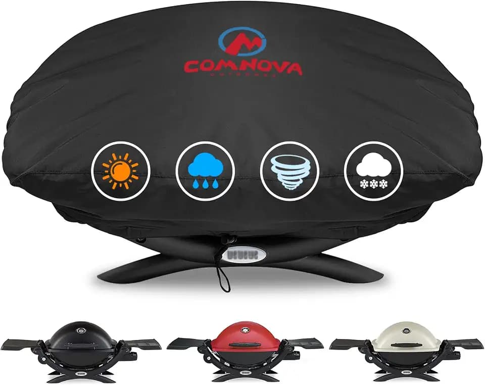 Comnova Weber Q Series Grill Cover - Heavy Duty & Waterproof, 26.5 Inch BBQ Cover for Q1000, Q1200, Q1400