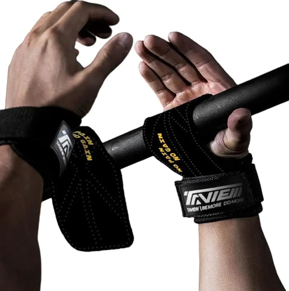 TAVIEW Premium Gewichtheber-Handgelenkhaken für maximale Griffunterstützung – Kreuzhebenhandschuhe und Griffpolster Alternative für Fitness, Fitnessstudio, Krafttraining wie Klimmzüge, Kreuzheben und