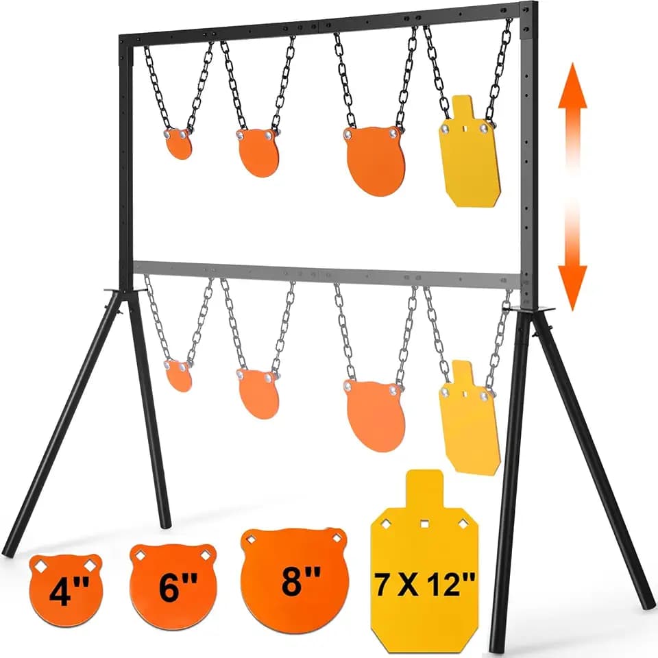 GADFISH AR500 Steel Target Stand System, 3/8 Inch Thick Steel Hostage Targets with 2x4 Stable Stand Base, Complete Shooting Kit with 10psc Targets Paper for Shooting Outdoor