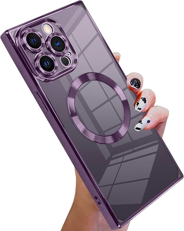 KANGHAR Case Designed for iPhone 15 Pro Max Magnetic Clear Case Darkpurple