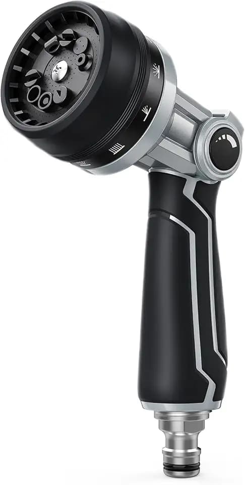 RAINPOINT Gartenbrause Metall, Hochdruck Gartenschlauch Düse mit 10 Bewässerungsmuster, Daumensteuerung, Hochbelastbar Garden Spritze für Bewässerung, Autowaschen, Haustierdusche, Schwarz