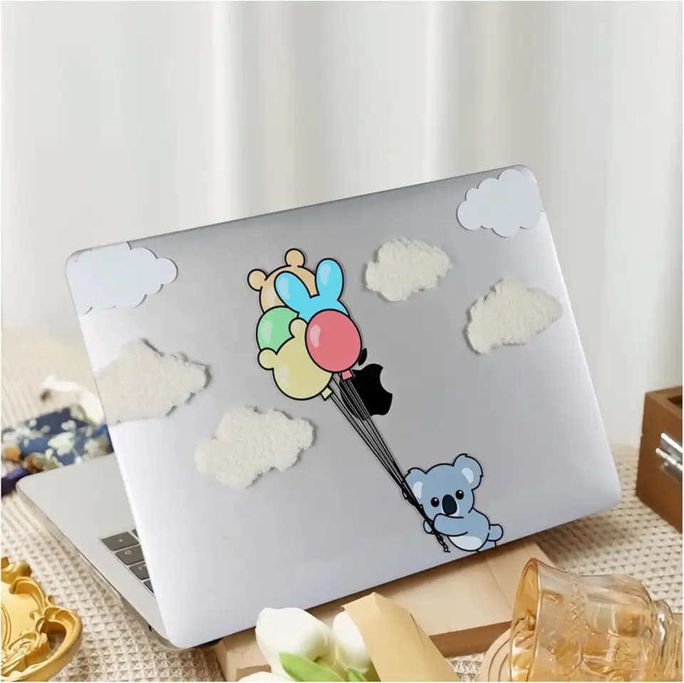 Cute Case for MacBook Air 13.6 inch 2022-2025 M4 A3240 M3 A3113 M2 A2681,for MacBook 13 M4 Cute Kawaii Print Plastic Hard Shell & Keyboard Cover for Aesthetic Mac Air 13, Clouds Koala Balloon
