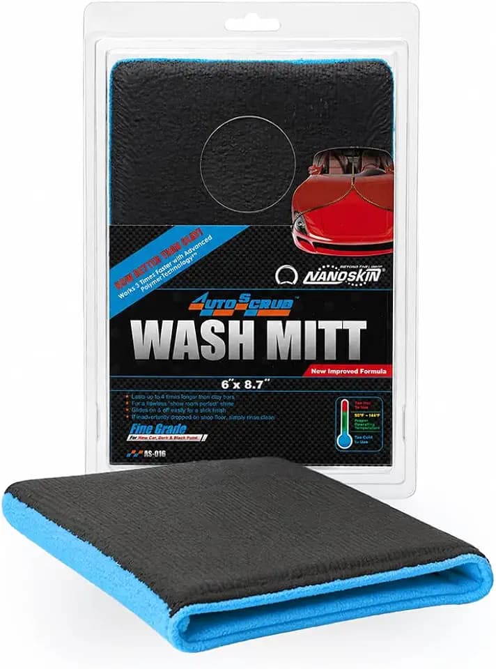 Nanoskin AUTOSCRUB Fine Grade Wash Mitt,Weft Knitted Microfiber [AS-016] Blue, 6" x 8.7"