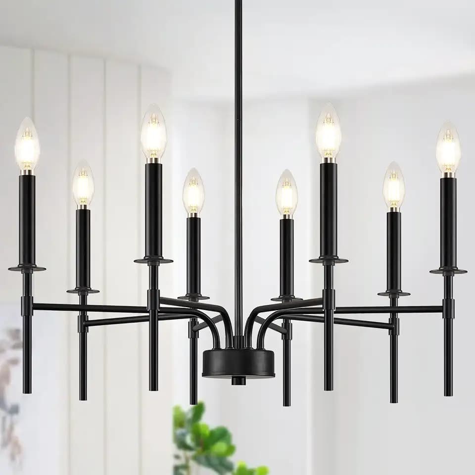 8 Light Black Chandeliers for Dining Room Light Fixture