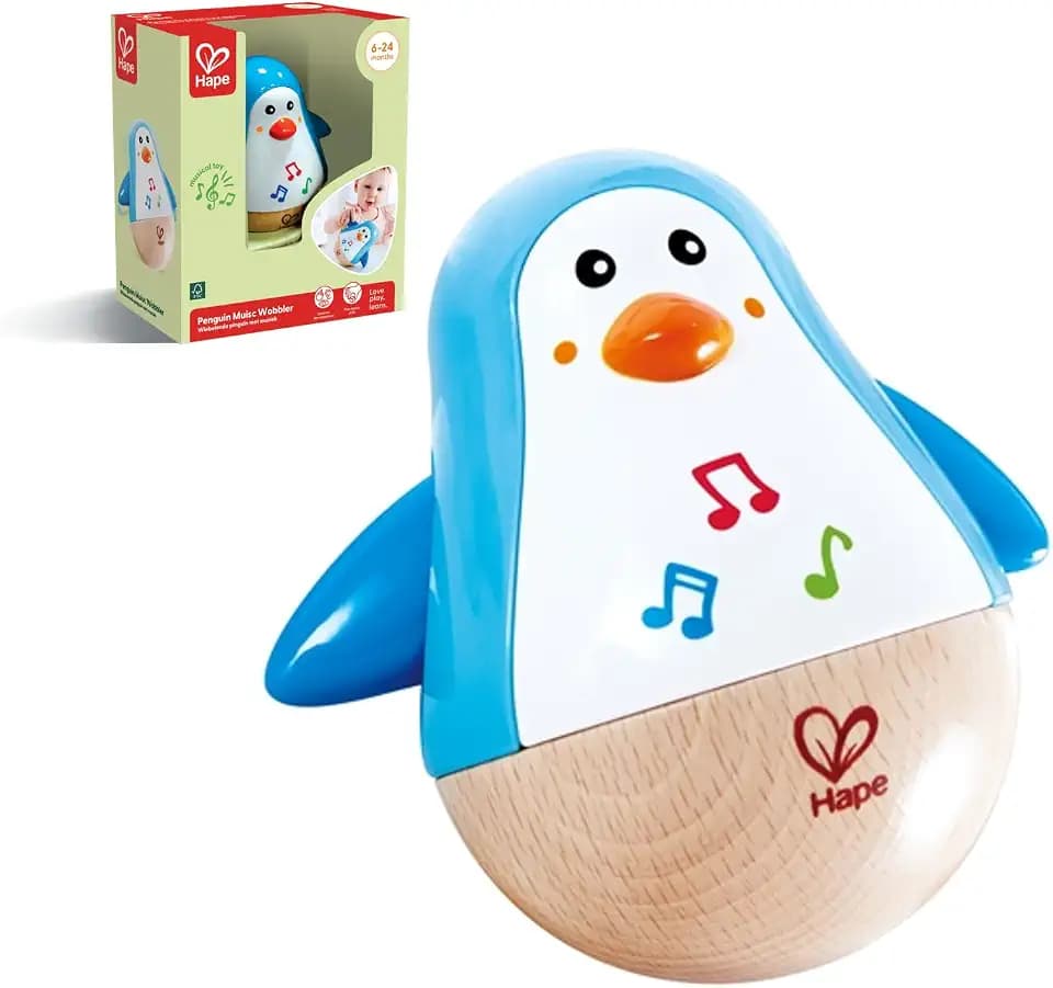 Hape Penguin Wobbler| Colorful Wobbling Penguin, Roly Poly Toy for Kids 6 Months+