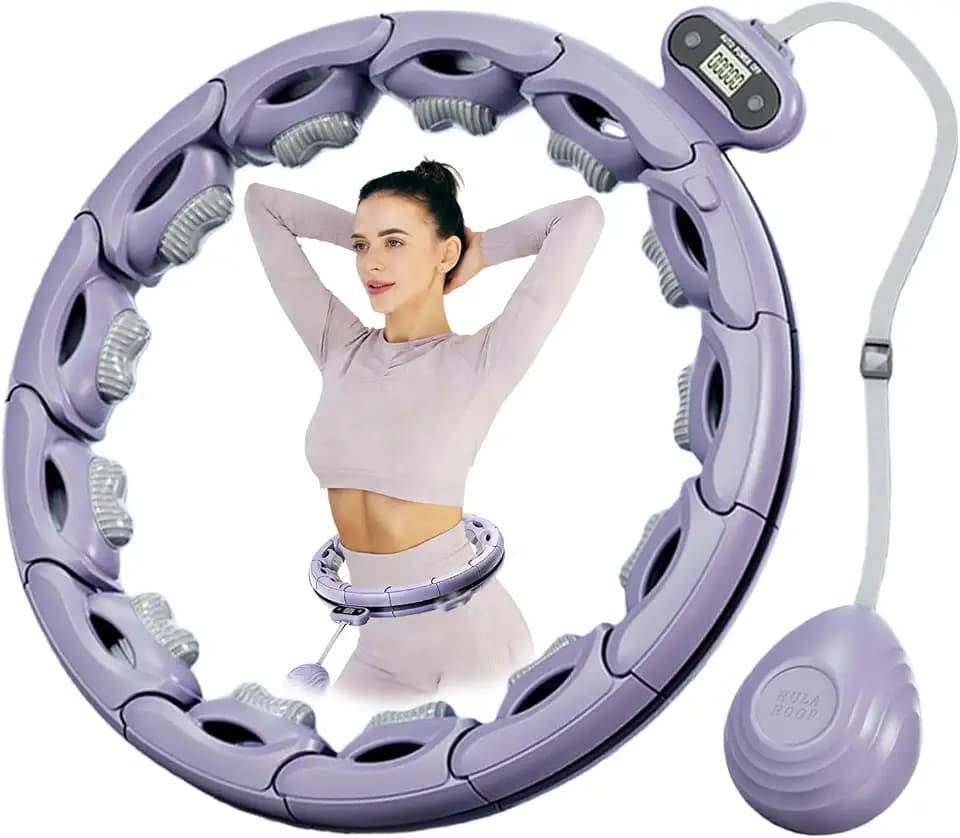 Hula Hoop mit Gewicht Kugel mit Zähler,15 Knoten Umfang (70-93cm),Smart Hula Hoop Reifen Erwachsene,Einstellbar Infinity Hoop für Das Fitnesstraining