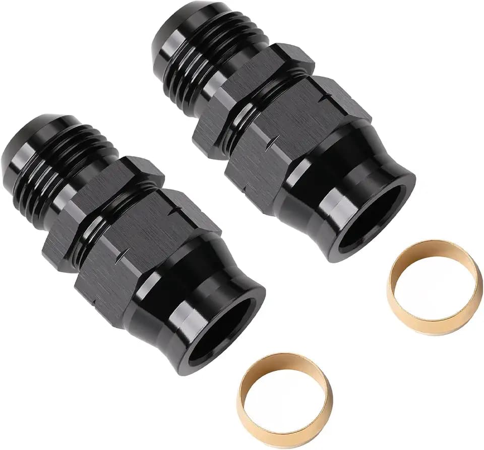 10AN Male Flare to 1/2" Hardline Compression Fitting Adapter Straight Aluminum Black 2PCS