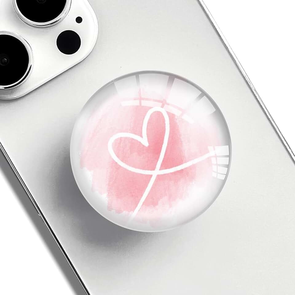 Clear Phone Grip with Expanding Kickstand,Cell Smartphones Collapsible Stand Pink White Heart Design for Phone