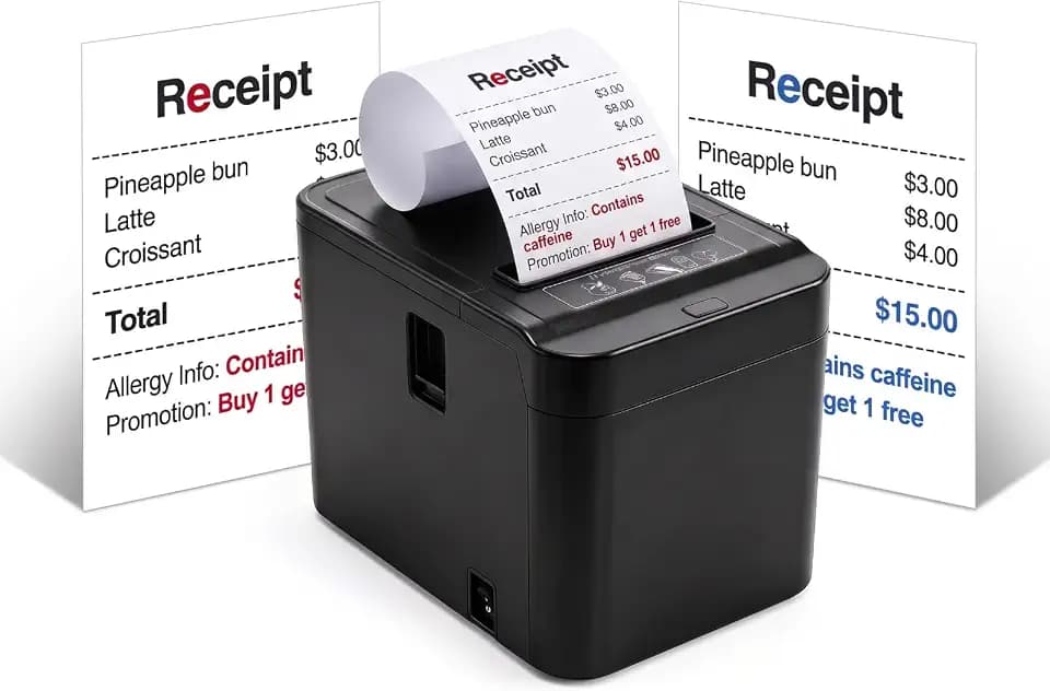 Bisofice Bondrucker 80mm Thermodrucker Belegdrucker unterstützt ESC/POS, POS Drucker mit Automatisches Schneiden (USB + LAN)