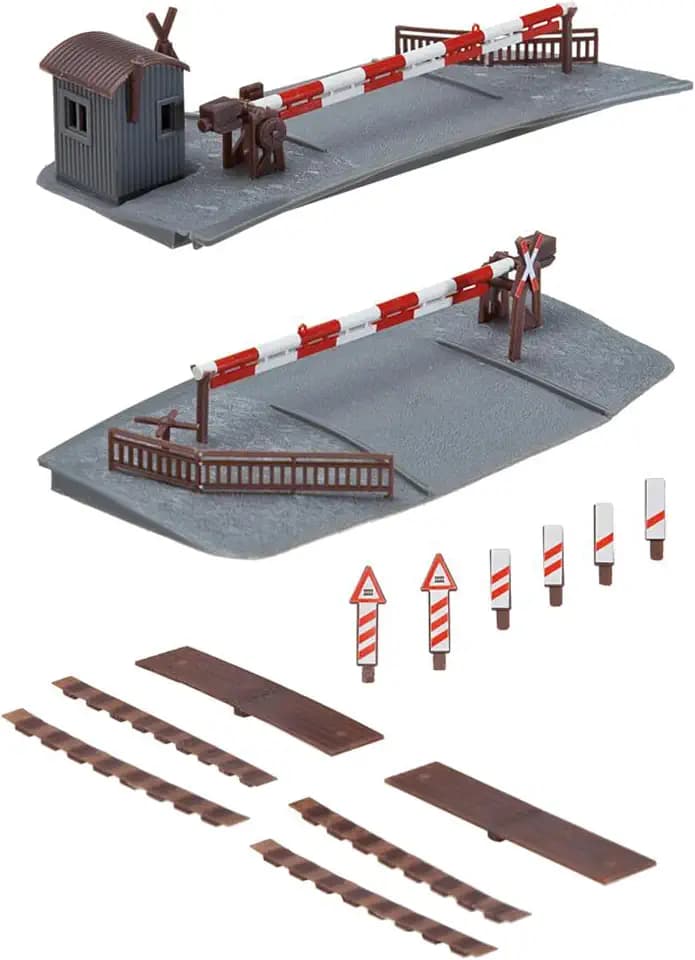 FALLER Beschrankter Bahnübergang Modellbausatz mit 42 Einzelteilen 150 x 145 x 32mm I Modelleisenbahn Zubehör H0 Gebäude I Modelleisenbahn H0 Übergang