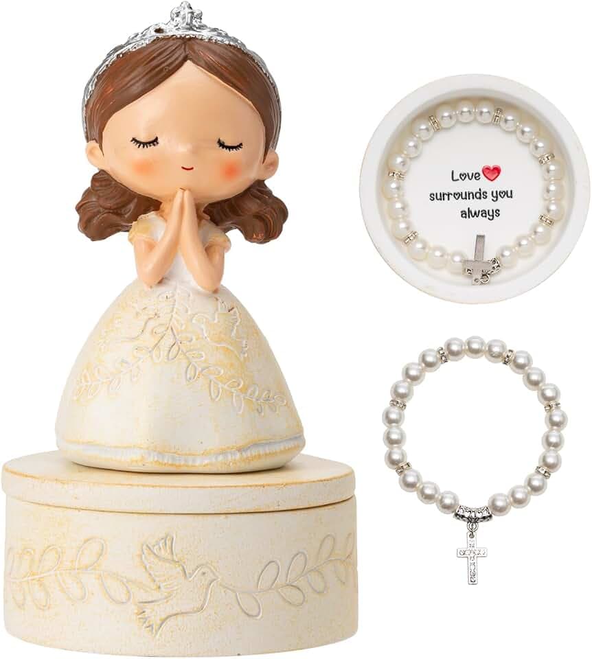 First Communion Gift Set- Resin Prayer Figurine, Keepsake Statue