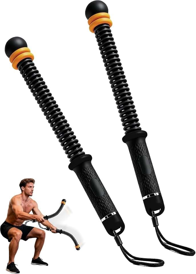 Ropeless Battle Ropes for Home Gym: 2PCS Upgraded Weighted Portable Cordless Battle Ropes for Strength Building, Workout, HIIT and Low-Impact Aerobic Training for Men & Women, Black 2