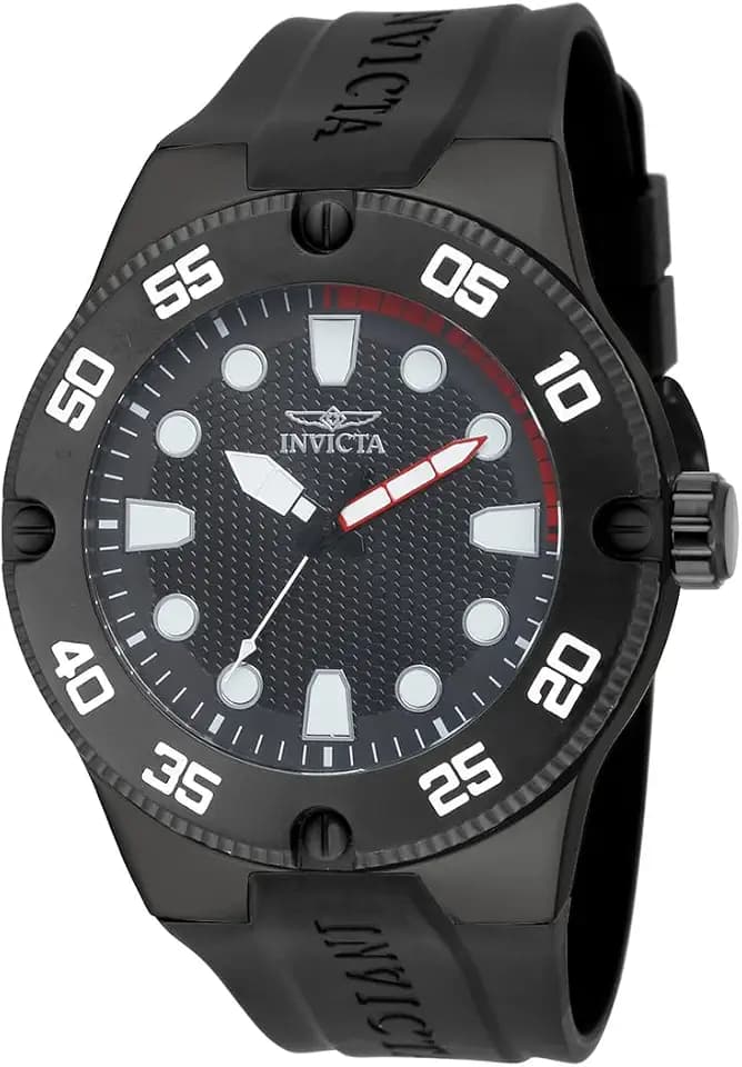 Invicta Men's Pro Diver Quartz Watch with a Silicone Band, Black (Model: 18026)