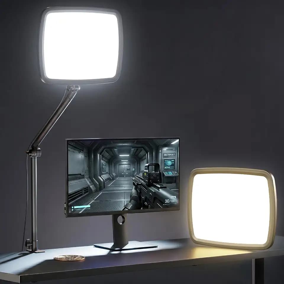 NiceVeedi 14" Soft Streaming Light, Dimmable Desk Ring Light with Clamp, 2700K-6500K/CRI97+/Flexible Arm/Modular Design/Remote, Key Light for Podcast/Home Office/YouTube/TikTok/Makeup/Video Calls