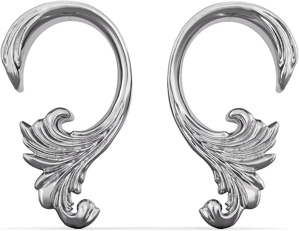 PUNKYOUTH 1 Pair Gothic Saddle Gauge Tunnels for Stretched Ears – Ocean Wave Baroque Double Flared Plug Jewelry for Women Men Alternative Gift 0g–25mm