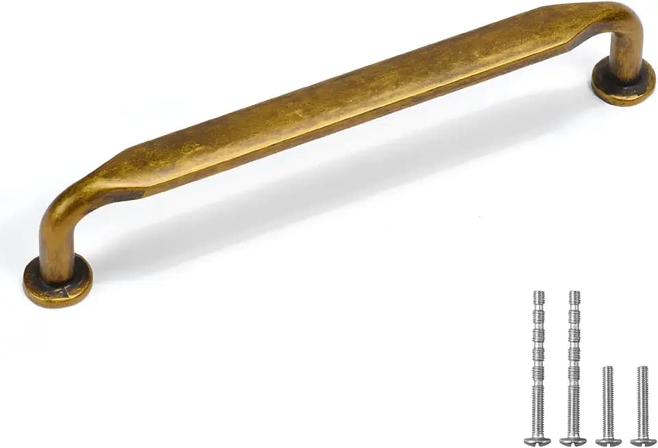 YAGU 10 Pack Top Antique Brass Kitchen Cabinet Pulls 5 Inch(128mm) Hole Center Solid Aged Bronze Dresser Drawer Handles Furniture Aged Hardware for Cupboard Wardrobe Closet Vanity
