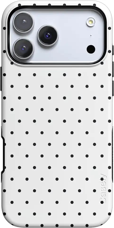 Casely iPhone 17 Pro Case | On the Dot | White Polka Dot | Bold Protective Design | Compatible with MagSafe