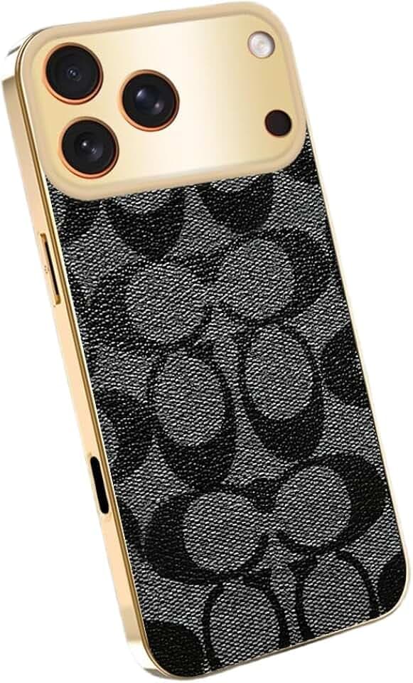 Designer Leather Plating Case for iPhone 17 Pro Max/18 Pro Max,Black