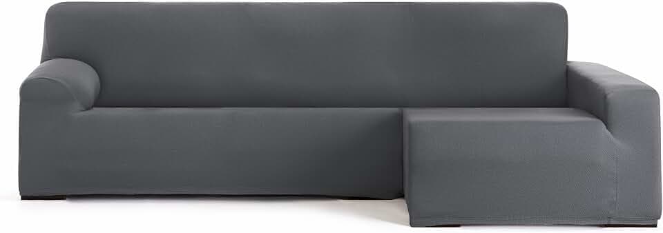 Eysa Bi-elastischer Sofabezug für Chaiselongue, mit langem Arm, rechte Seite rechts, Dunkelgrau, Design Harlem