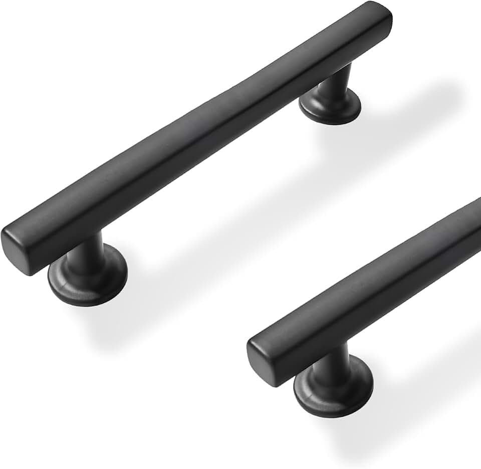 10 Pack 3 inch(76mm) Hole Center Black Cabinet Pulls Square Cabinet Handles Solid Heavy Duty Pulls for Kitchen Dresser Closet & Bathroom Cabinets Hardware