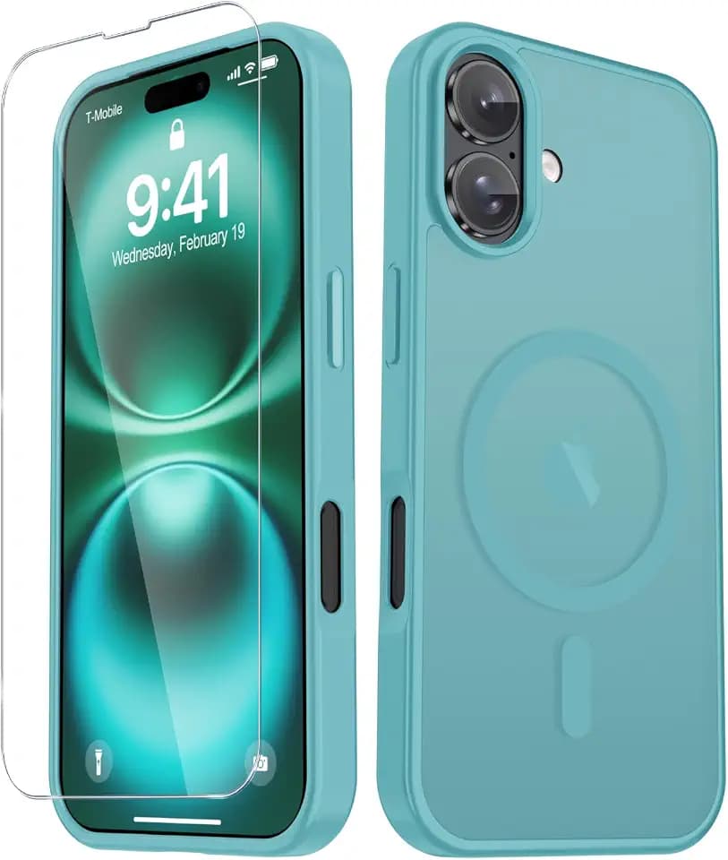YENAPOON for iPhone 16 Case, Matte Magnetic Phone Cover, Light Blue