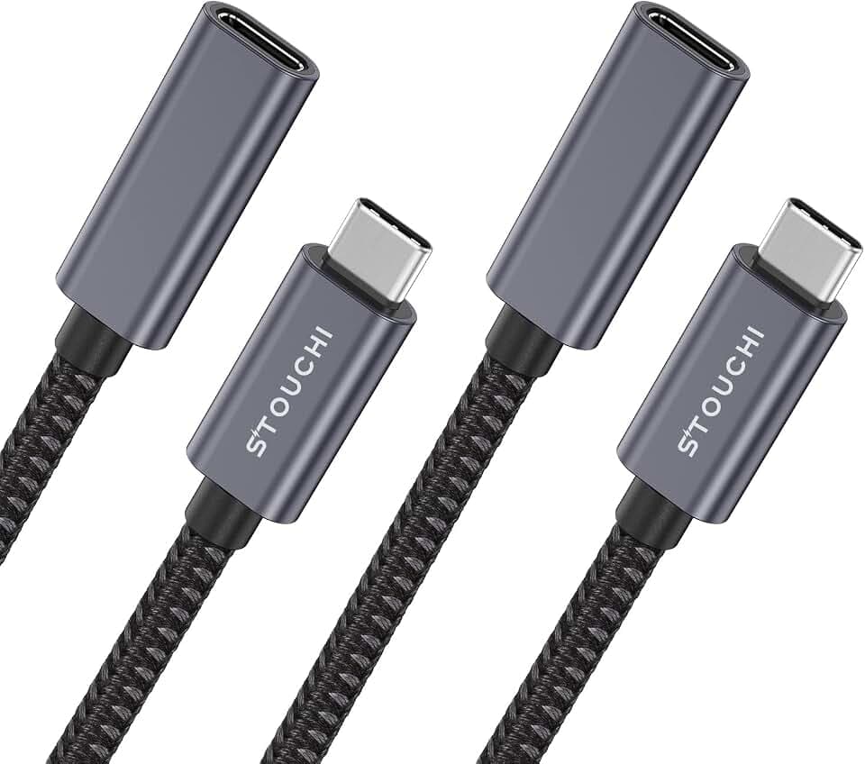 Stouchi USB C-Verlängerungskabel 1,8m (6ft), USB Typ C-Stecker auf Buchse USB 3.1(5Gbps) 100W Schnelllade-und Audio-Datenübertragungskabel Kompatibel für Pad mini 6,M1 MacBok Pro,Pixel,2 Packungen