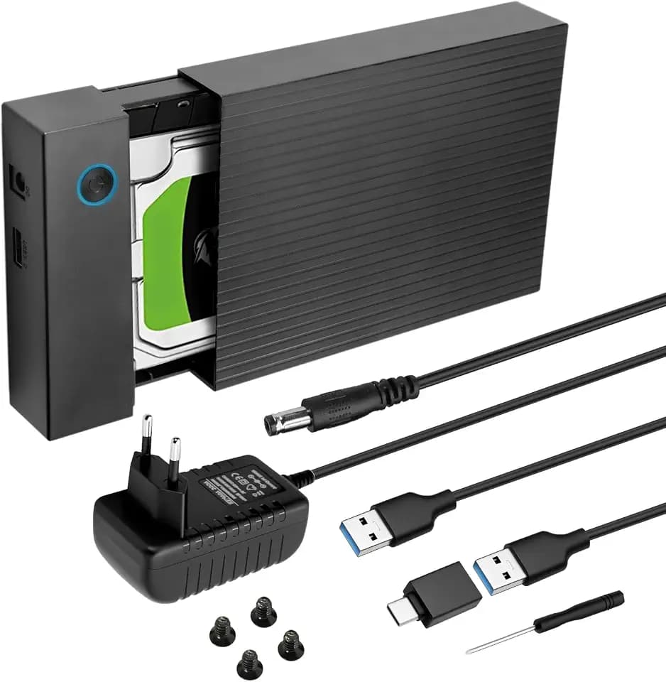 6Gbps Festplatten-Adapter USB C/USB 3.0 SATA HDD Festplatten Docking Station für 2,5/3,5 Zoll SATA HDD/SSD mit 12V/2A Netzadapter