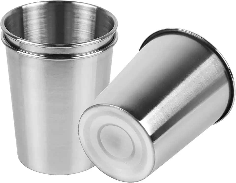 230ml Stainless Steel Cups Shatterproof Drinking Glasses, 3 Pack