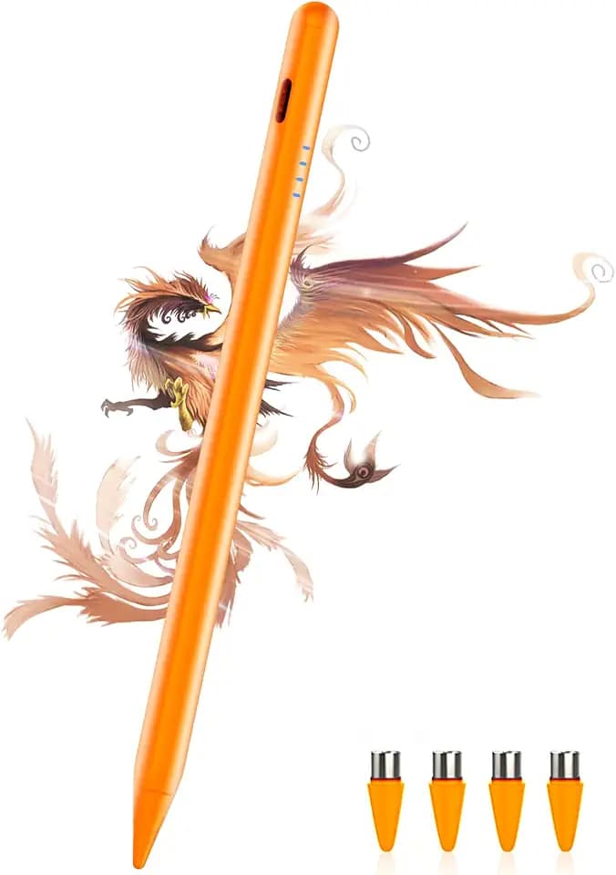 Stylus Pen for Android, A11+/A9+ Pencil Power-Display Android Tablet Pen 4 POM Tip Rechargeable Stylus Pen for iPhone 6-17, Samsung Galaxy Tab A11/A9, Switch Other Smartphone and Tablet Devices-Orange