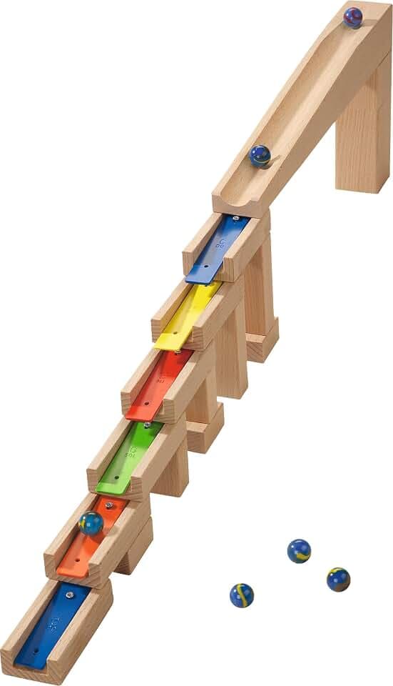 HABA Kullerbü Kugelbahn Melodiebausteine – Erweiterungs-Set ab 4 Jahren mit 6 Klang-Elementen, pentatonische Tonleiter, kombinierbar mit Allen HABA Murmelbahnen – 1003399001