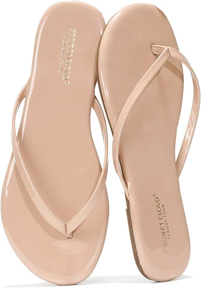 Project Cloud Flip Flops for Women Memory Foam Flats Sandals