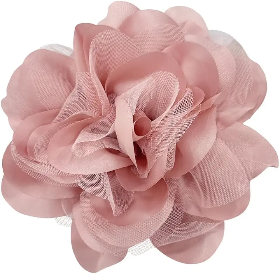 Satin Mesh Fabric Rose Flower Extra Large Big Brooches Lapel Pins Elegant Silk Camellia Oversized Pin for Women Wedding Party Banquet Dresses Suit Clothes Accessories 7.87in