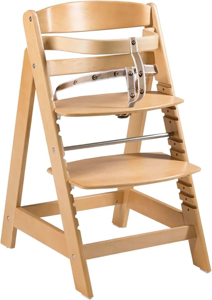 roba Treppenhochstuhl 'Sit Up Click', mitwachsender Hochstuhl vom Babyhochstuhl bis zum Jugendstuhl, innovativer Klickverschluss, Holz, naturfarben