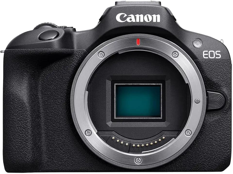 Canon EOS R100 Systemkamera Gehäuse (Spiegellose Digitalkamera mit Autofokus, 4K Videokamera, 24,1 Megapixel, Motiverkennung für Augen, WLAN, Bluetooth, Kompatibel mit Canon RF Objektiven) schwarz